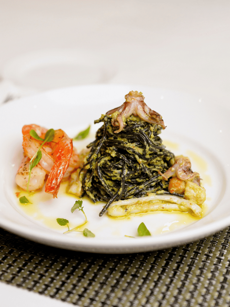 Squid Ink Pasta Dish